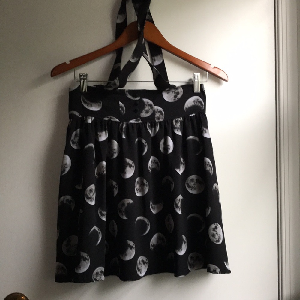 Hot Topic Full Moon 🌖 Phase Mini Skirt with Cloth Suspenders size S/M lined